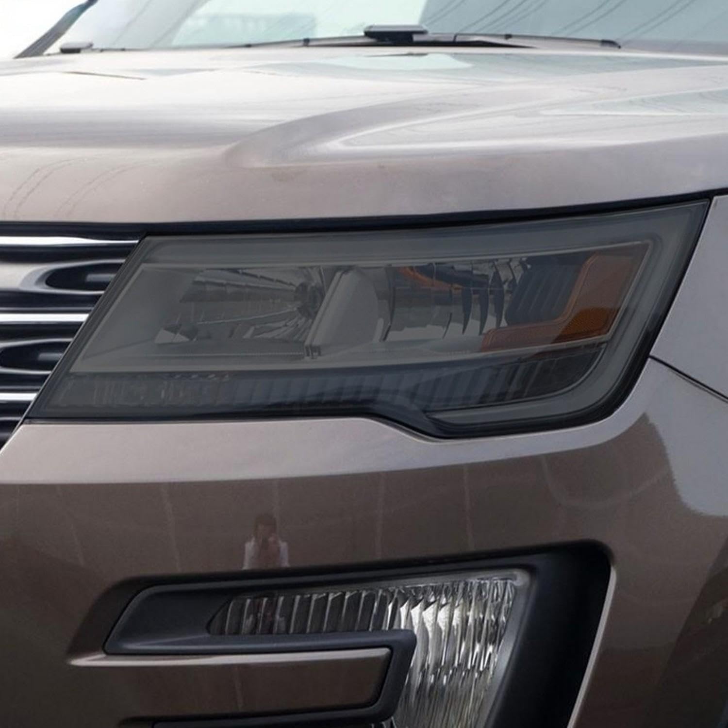 JCAKES 2 Pcs Car Headlight Protective Film Headlamp Restoration Transparent Black TPU Sticker，for Ford Explorer 2016 2017 Accessories