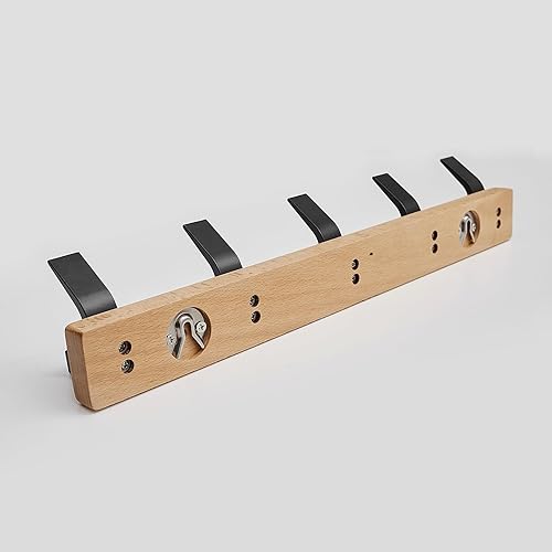 Miniatura 8 de Perchero de pared  Perchero de haya de 16.9 pulgadas con 5 ganchos de pared inoxidables para colgar ganchos decorativos para abrigos, percheros para