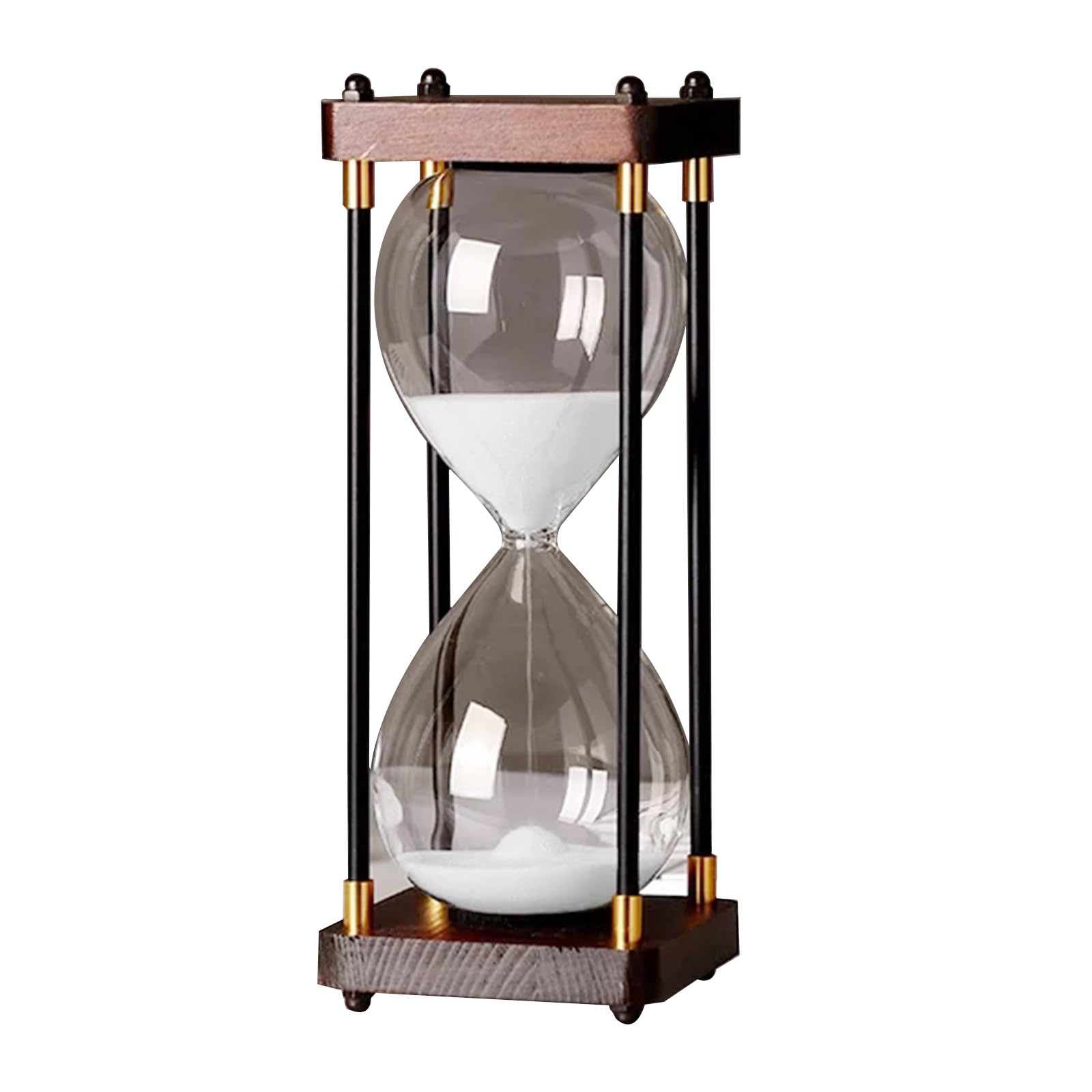 Grand sablier 60 minutes, sablier en bois, décoration en verre arc-en-ciel, cadeau pour la maison, le bureau, la décoration de mariage (blanc)