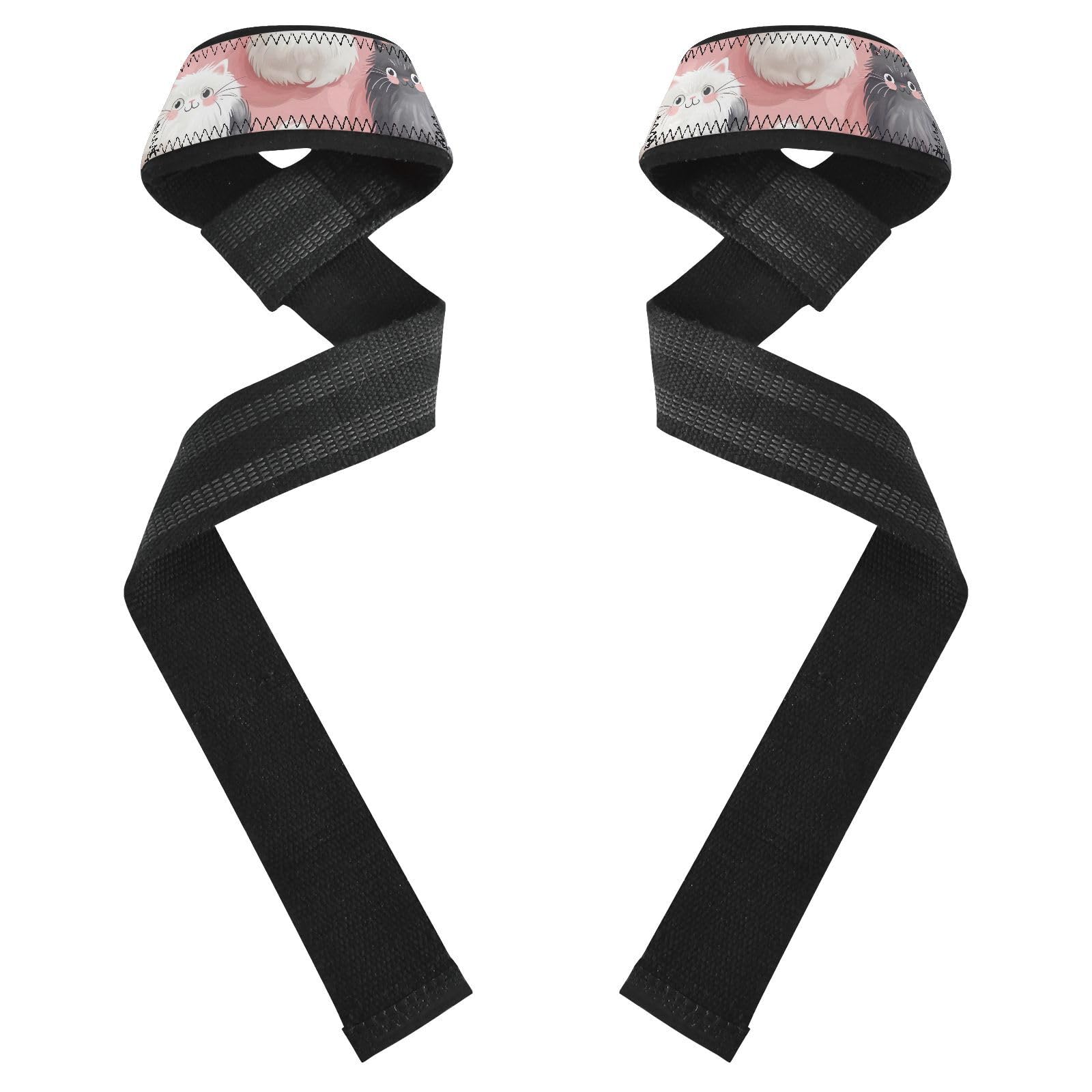 Nander Cute Cat Wrist Straps for Weightlifting,Lifting Straps with Neoprene Cushioned Wrist Padded and Anti-Skid Silicone for Strength Training,Bodybuilding,Deadlifting