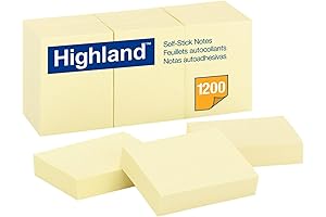 Highland 1.5 x 2 Inch Sticky Notes, 12-Pack Yellow (6539)