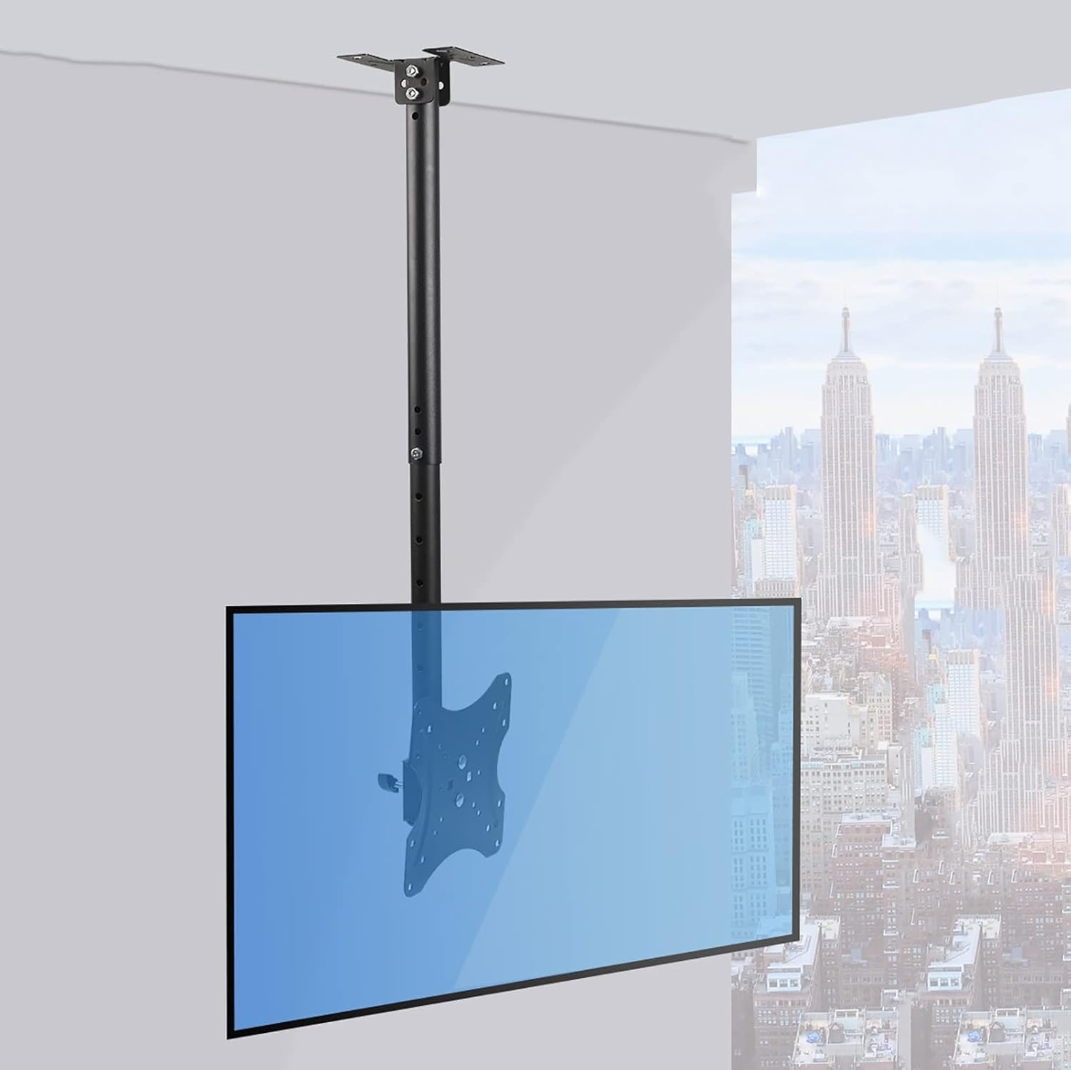 SGKOMN Monitor Arms Ceiling Mounted TV Stand, Suitable for 14 Inch to 42 Inch TV Telescopic Adjustable Height Pole, Onecolor