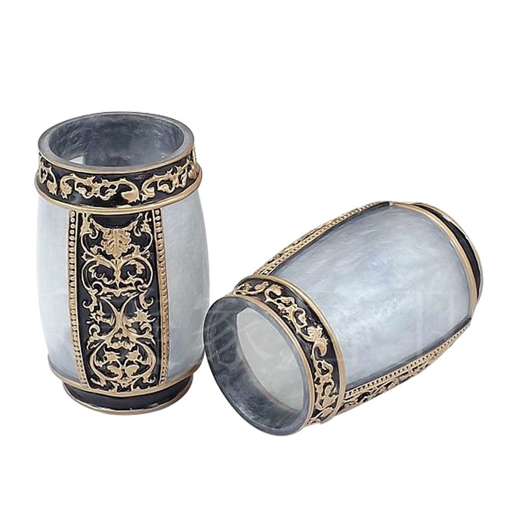 LUANT Creative Bath Ensemble, 5 Piece Bathroom Accessories Set, Collection Bath Set Features Soap Dispenser, Toothbrush Holder, Tumbler, & Soap Dish- Silver: Grey