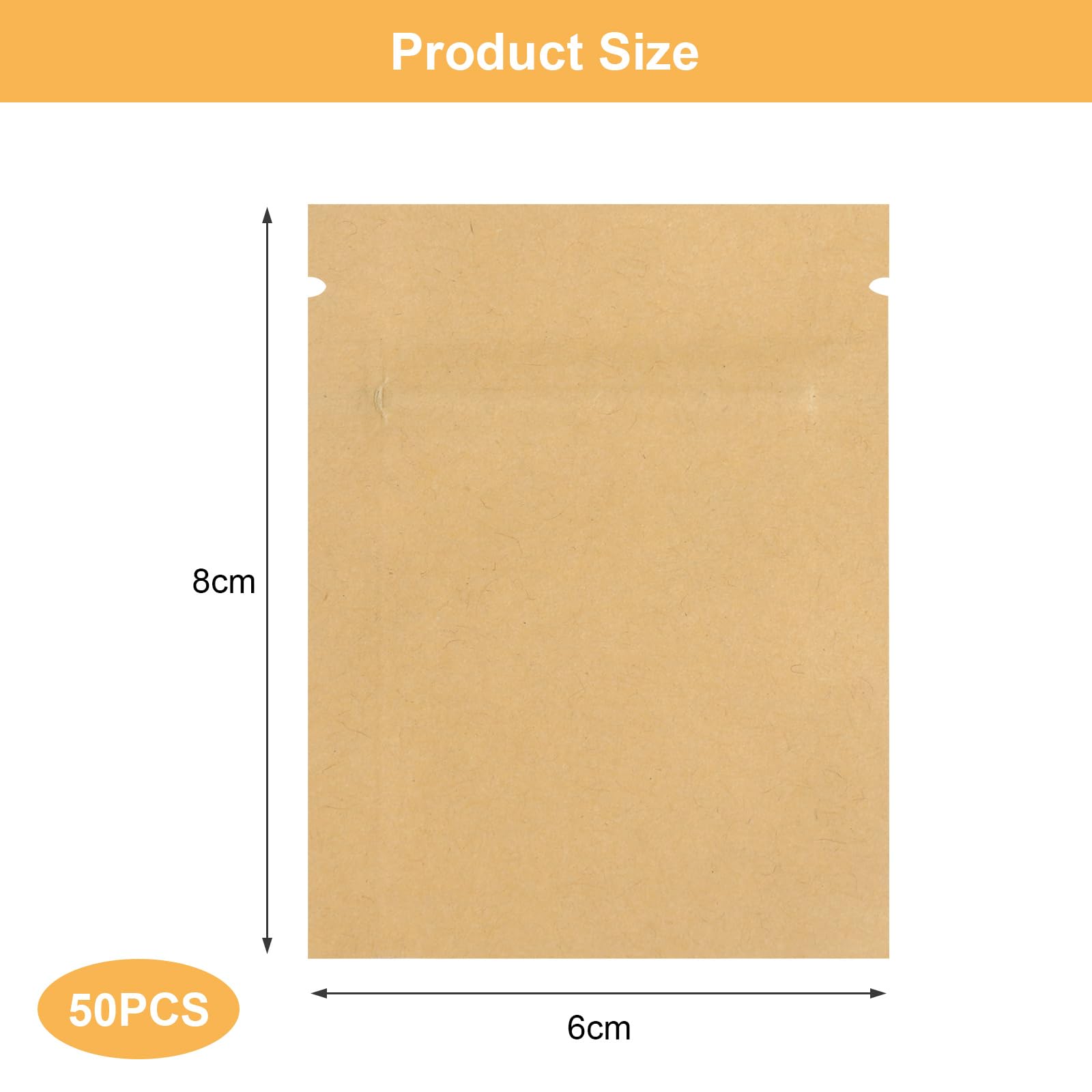 50 torebek z papieru typu kraft, torebki do pakowania Baggys, małe torebki z zamknięciem na zatrzask, hermetyczne woreczki do przechowywania żywności (6 x 8 cm)