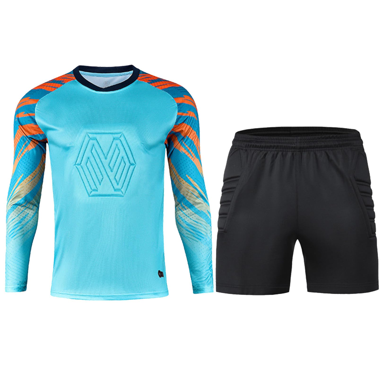 MSemis Completo Calcio Portiere Uomo Pantaloncini e Maglia Portiere Maglietta Portiere Calcio Imbottitura Tuta da Portiere di Calcio Completino Portiere Goalkeeper Set