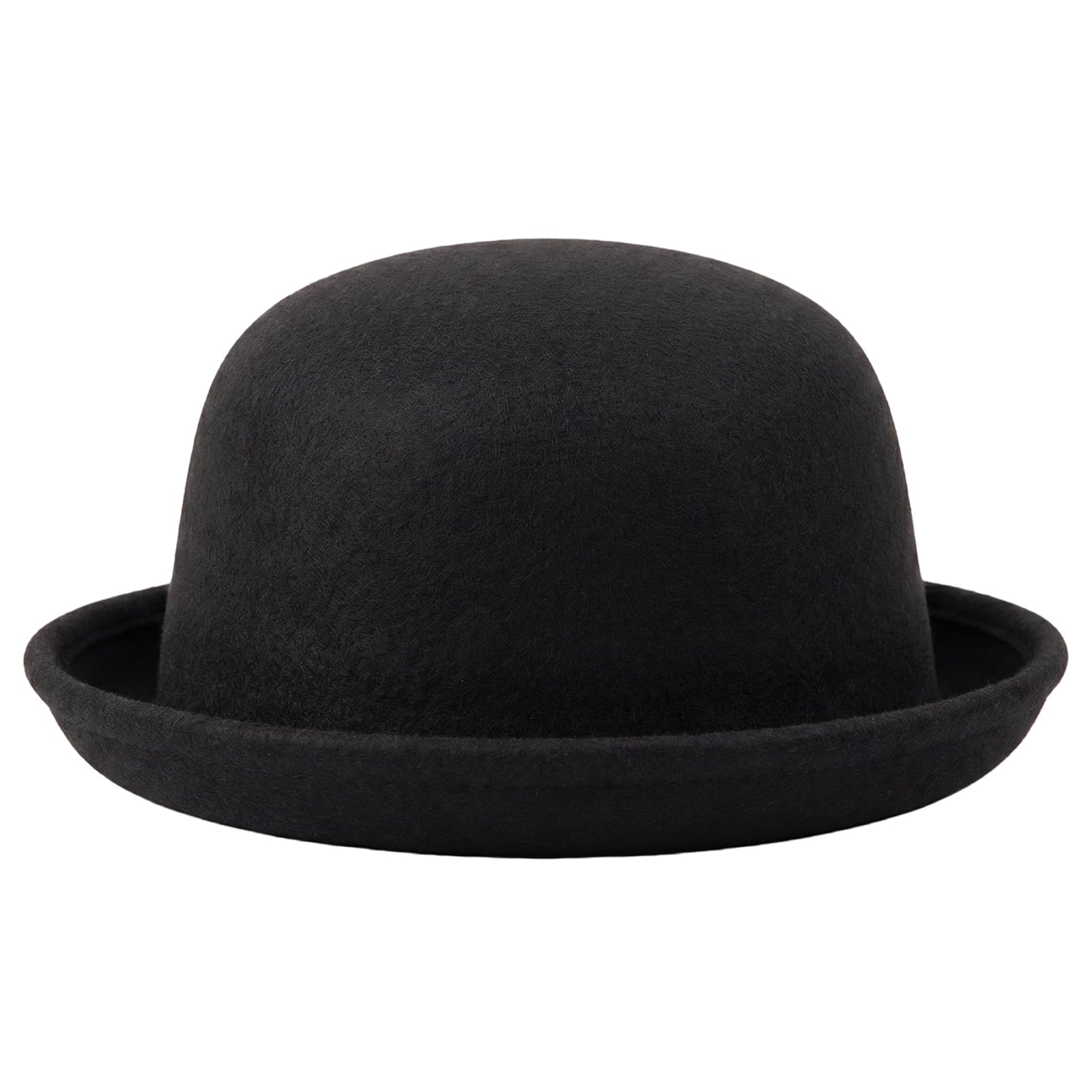 Chapeau melon Derby noir vintage à bord roulé pour homme et femme 56-58 cm