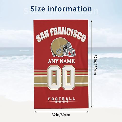 Miniatura 3 de Toallas de playa personalizadas de San Francisco, toalla de playa personalizada con número de nombre, toalla de baño suave personalizada, manta de