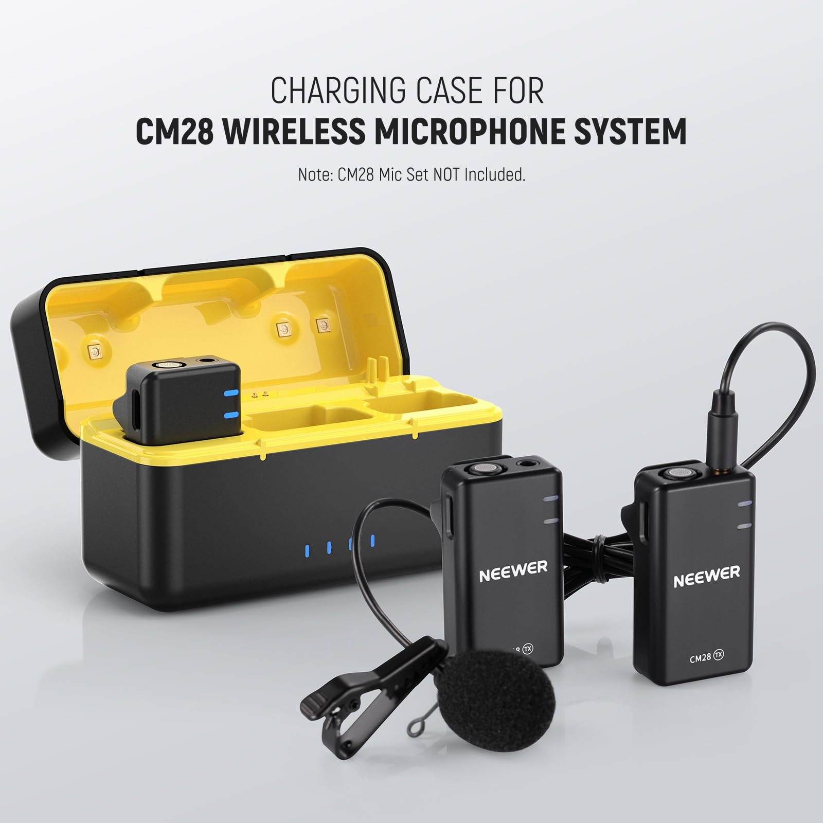 NEEWER Charging Case for CM28/CM28 PRO Wireless Lavalier Microphone System, Protective Case with Built in 2000mAh Lithium Battery, Fast Charging, Battery Level LED Indicator
