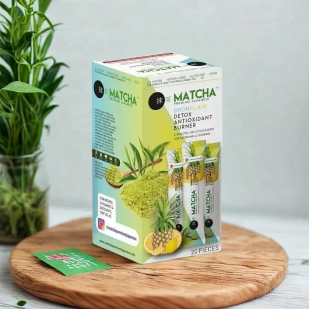 Skinkura Herbata Detox Premium Matcha – aromat bromelainy i cytryny, zielona herbata odchudzająca, 20 torebek, naturalny detoksyk i przeciwutleniacze