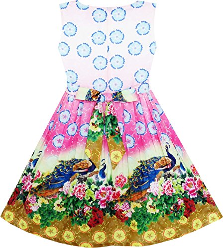 Sunny Fashion Girls Dress Sky Fantasy Colorful Angel Wings Feather Print2