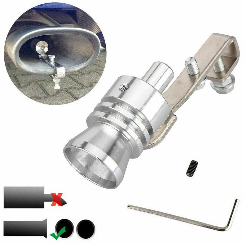 in lega di alluminio taglia XL universale turbo marmitta tubo di scarico fischietto per auto ruggito, 2 pezzi argento