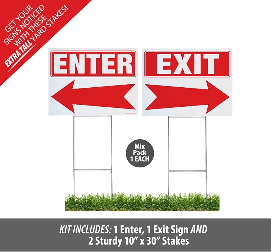 amazon-com-enter-exit-arrow-yard-sign-complete-kit-includes-sturdy-sign-stake-durable-outdoor-double-sided-18x24-arrow-sign-with-extra-tall-10x30-stake-mixed-pack-exit-enter-patio-lawn for Enter And Exit Signs Printable Free Amazon.com : Enter/Exit Arrow Yard Sign Complete Kit Includes Sturdy Sign Stake - Durable Outdoor Double Sided 18x24 Arrow Sign with Extra Tall 10x30 Stake (Mixed Pack, Exit/Enter) : Patio, Lawn & for Enter And Exit Signs Printable Free
