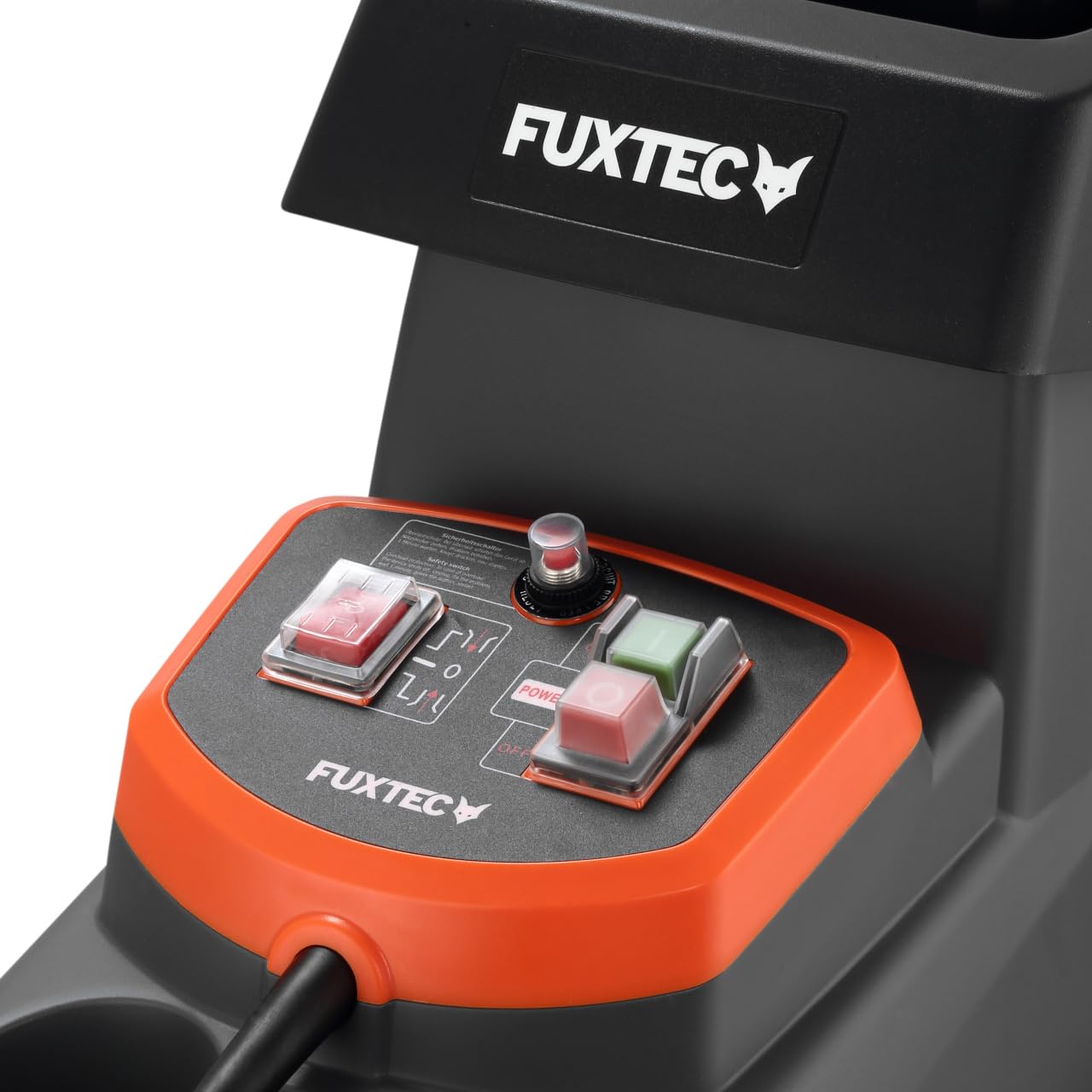 FUXTEC Elektro Gartenhäcksler FX-EGH2800B, Walzenhäcksler mit 2800W Leistung und Rückwärtslauf, zerkleinert Äste bis 44mm Durchmesser, leise & kraftvoll mit 60L Auffangbox und Überlastschutzsystem