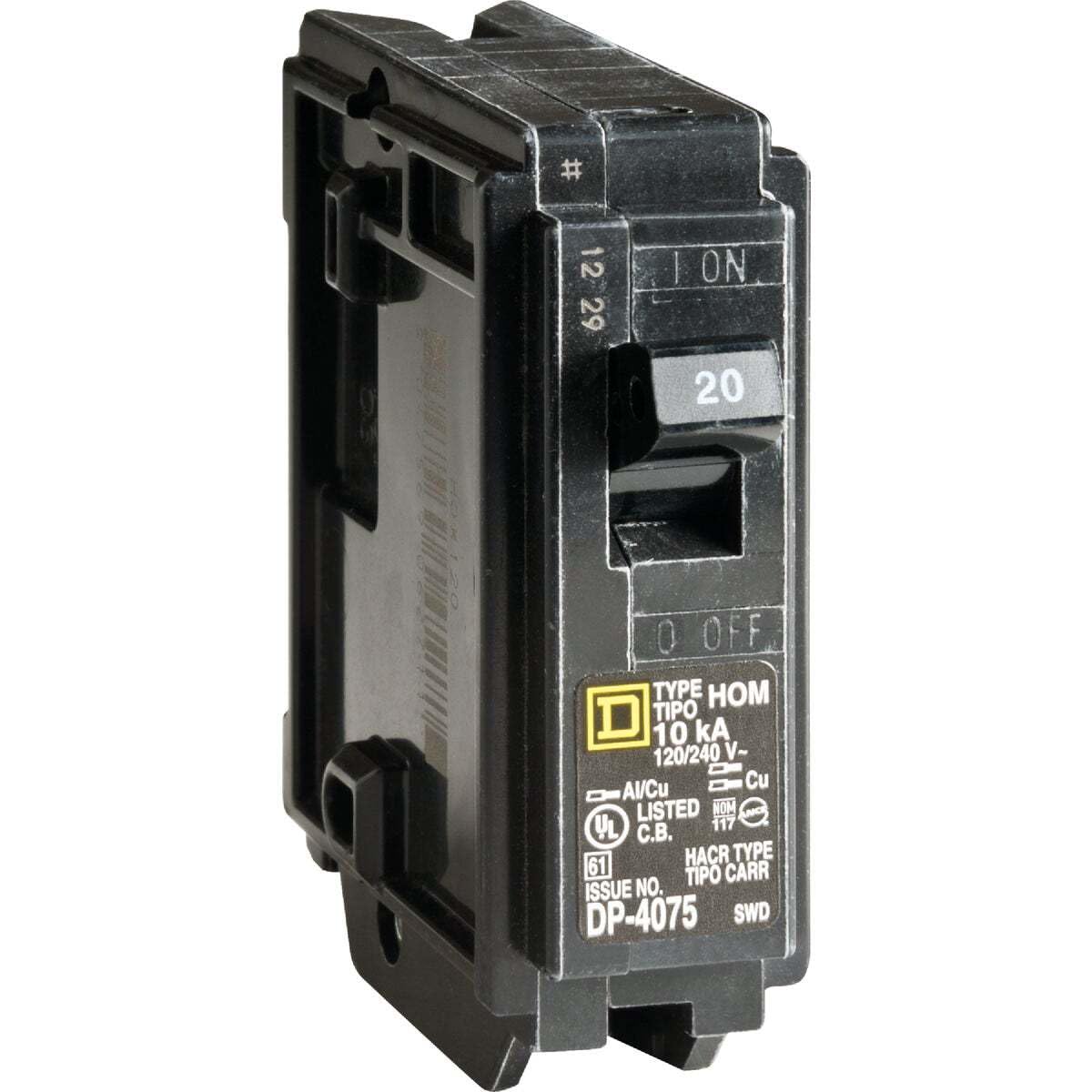 Square D HomeLine 20 amps Plug in Single Pole Circuit Breaker