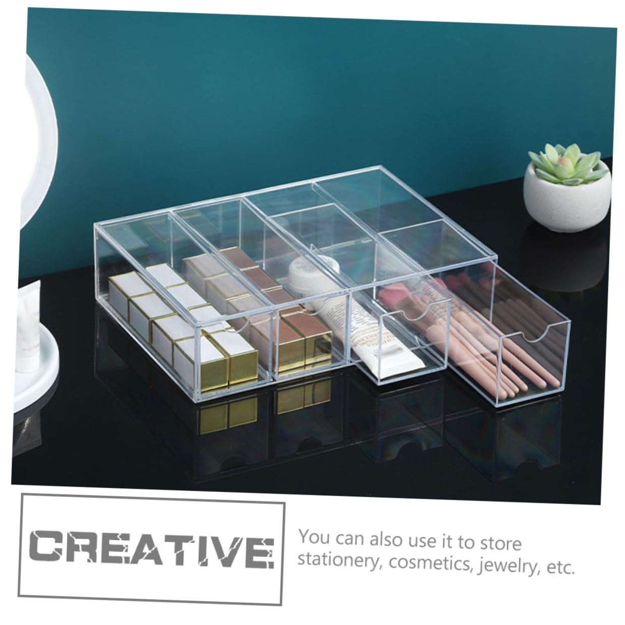 Caja Transparente para Gafas y Joyas 4 Capas Acrílico Multifuncional Organizador Almacenamiento Escritorio 2 Piezas Hogar y Tienda