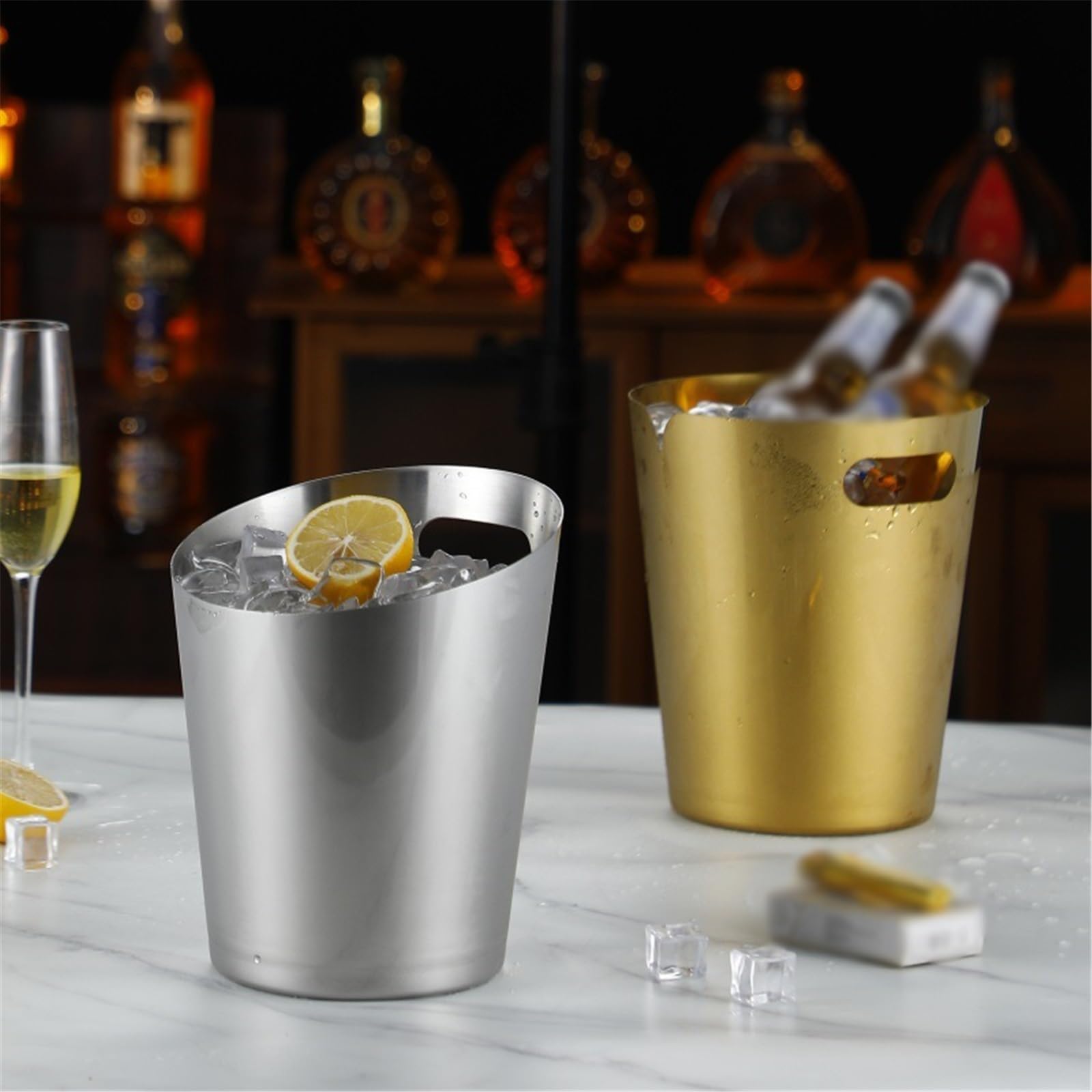 Ein Eiskübel Eiskübel aus Edelstahl for Cocktailbar, Heimbar-Zubehör