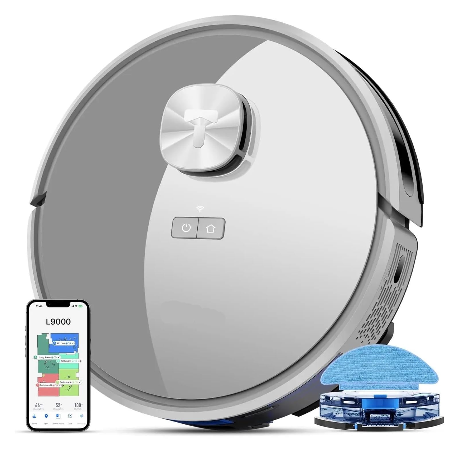 EWsdsfs Robot Vacuum and Mop Combo, LiDAR Navigation, L9000 Robotic Vacuum Cleaner, 4000Pa Suction Good for Pet Hair, Carpet(Gray)