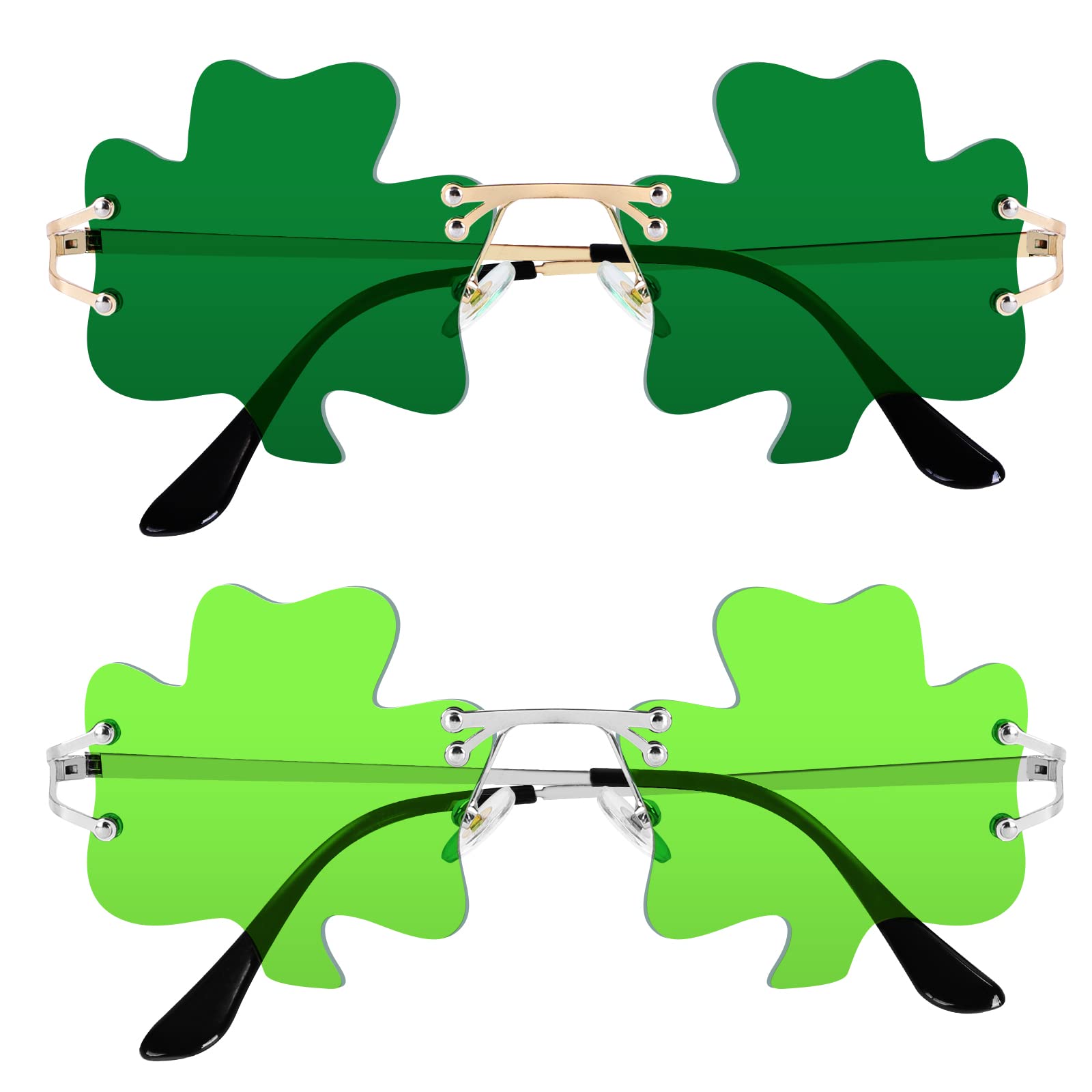 Wzerry St. Patrick's Day Irish Shamrock Sunglasses Green Four Leaf Clover Leprechaun Costume Glasses Party Decorations