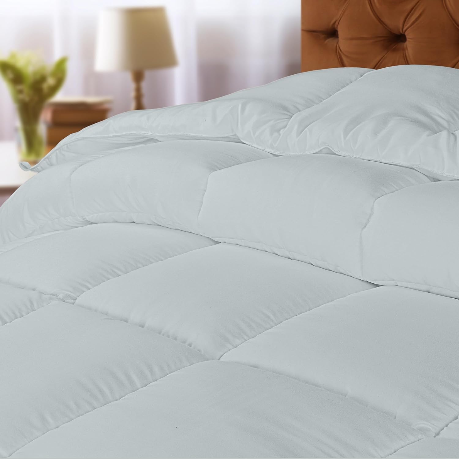 Utopia Bedding Piumone 220 x 240 cm 370 GSM, Piumino Matrimoniale, Piumino Letto Matrimoniale, Trapunta Matrimoniale 100% Microfibra (Grigio Chiaro)