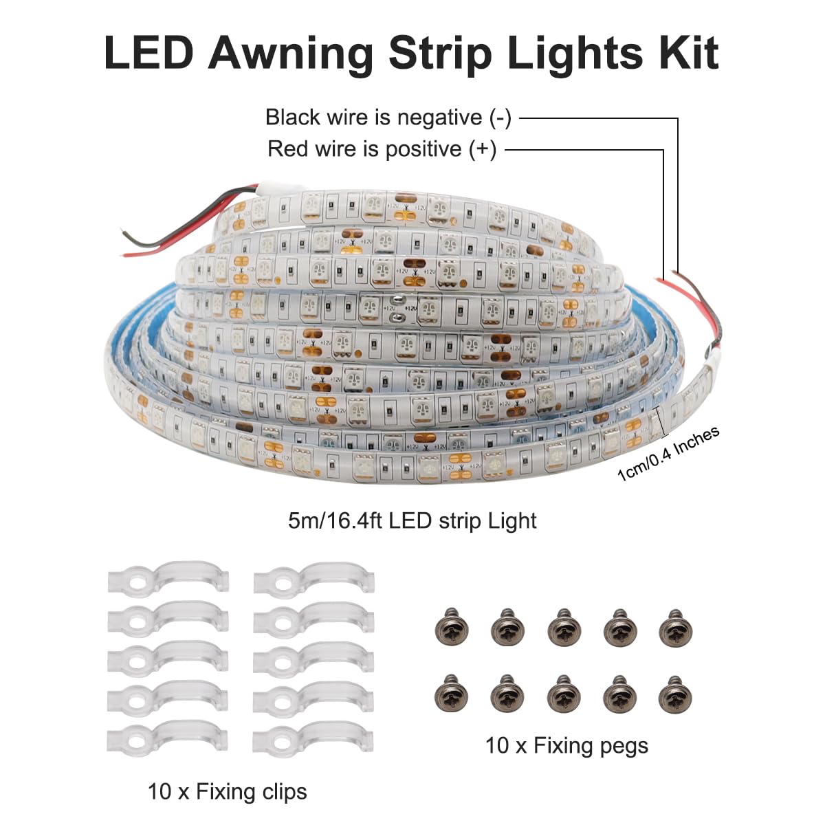 TEKSHINNY Zestaw oświetlenia LED do kampera, 12 V, 16,4 m, markiza LED, wodoodporne zewnętrzne oświetlenie podwozia do kampera, przyczepy kempingowej, stojaków koncesyjnych, ciężarówek, niebieski