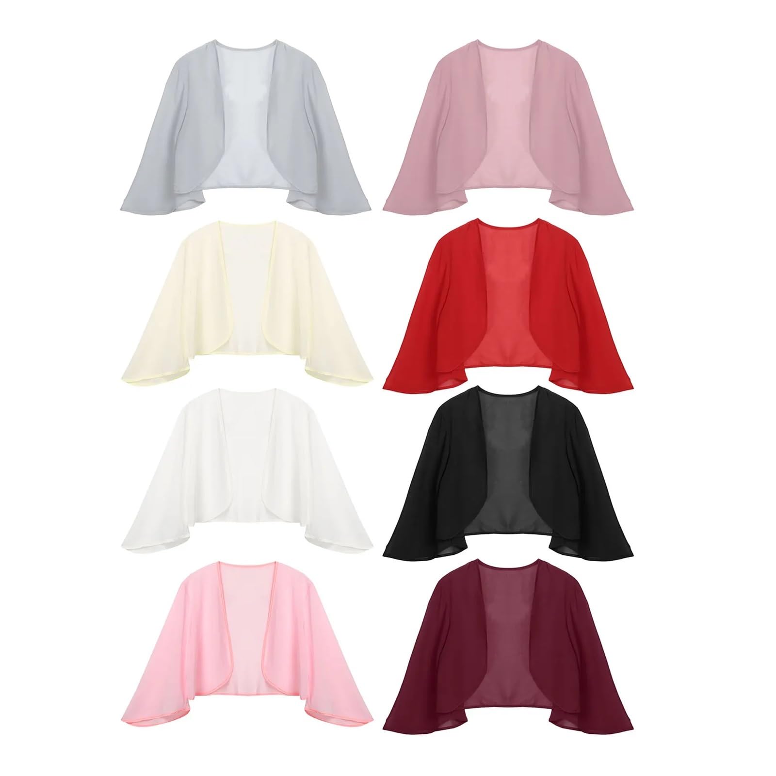 Capa Gasa Fiesta Cárdigan Bolero de Gasa con Mangas 3/4 for Mujer, Elegante for Boda, de Verano