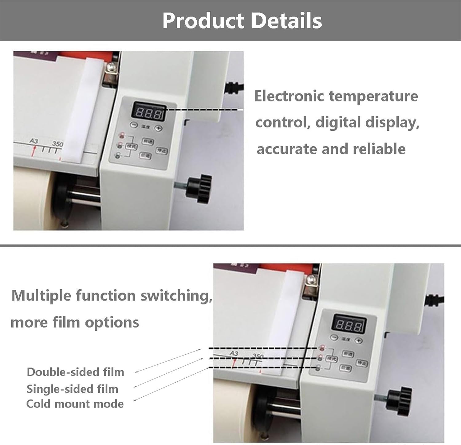 Plastificatrice a Caldo/Freddo, velocità di plastificazione Circa 1,1 m/min, Controllo elettronico della Temperatura, plastificatrice per Carta A2/A3/A4, per Stampa,