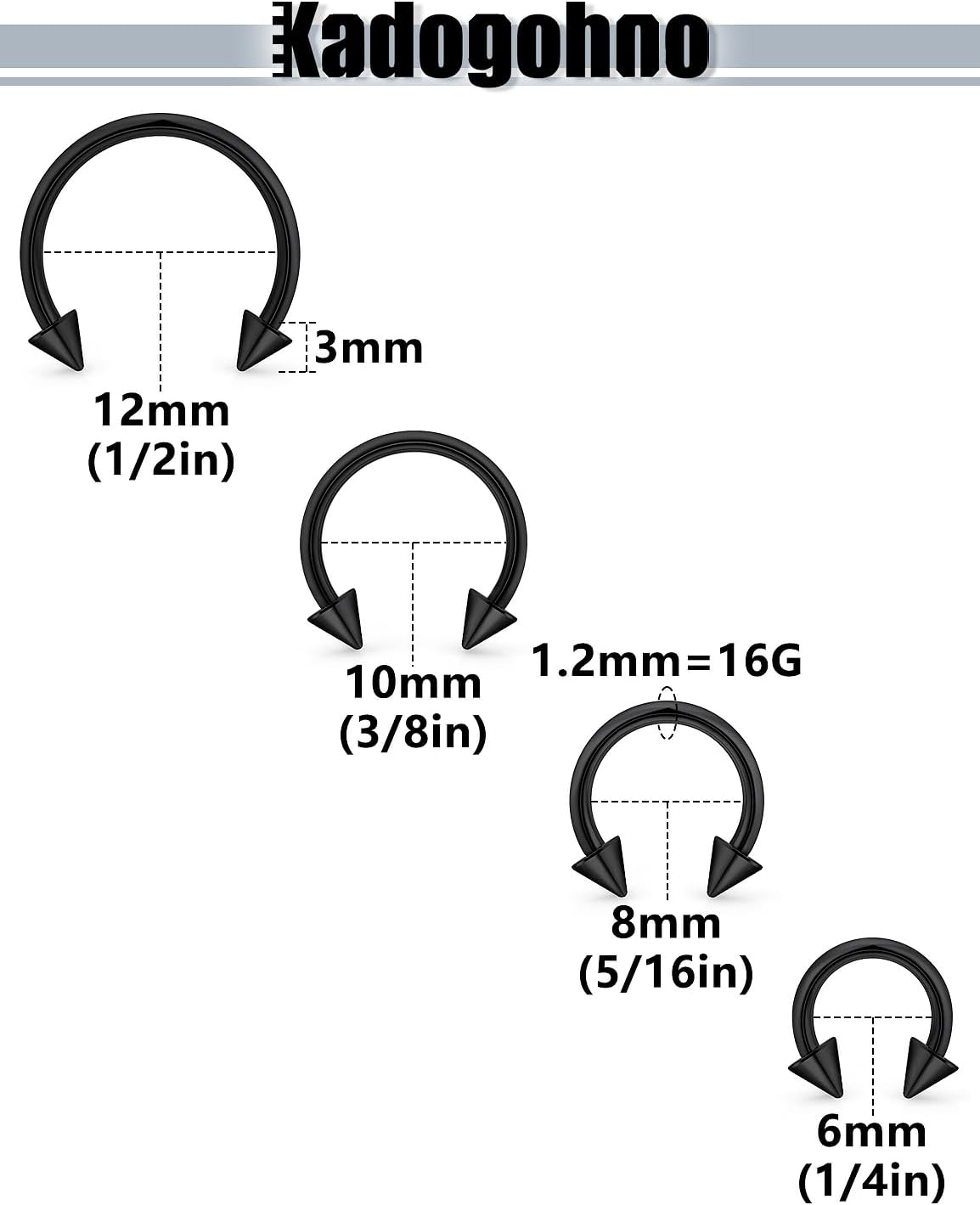 16g Horse Shoe Septum Nose Rings for Women Surgical Steel Double Stud Hoop Daith Piercing Jewelry - Image 3