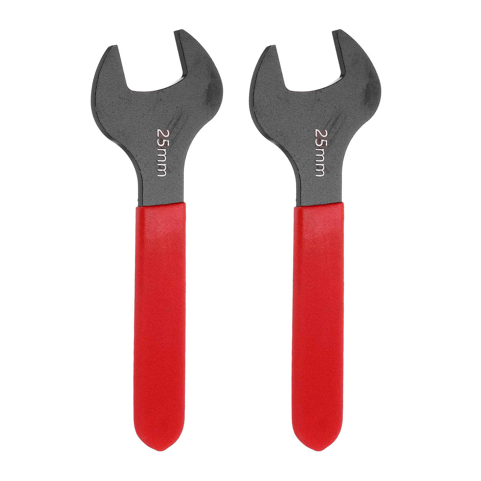 sourcing map 2Pcs Super Thin Single Open End Wrench 25mm Metric Carbon Steel Slim Wrench 15 Degree Angle Open Ended Ultra Thin Mechanic Spanner with Plastic Handle for Tight Space, Red