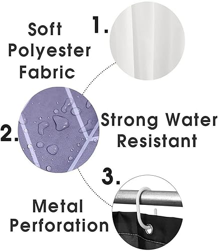 Miniatura 6 de Juego de cortinas de ducha antideslizantes con 4 piezas incluye cortina de ducha, alfombras, tapa de inodoro y tapete de baño. Cortina de baño de