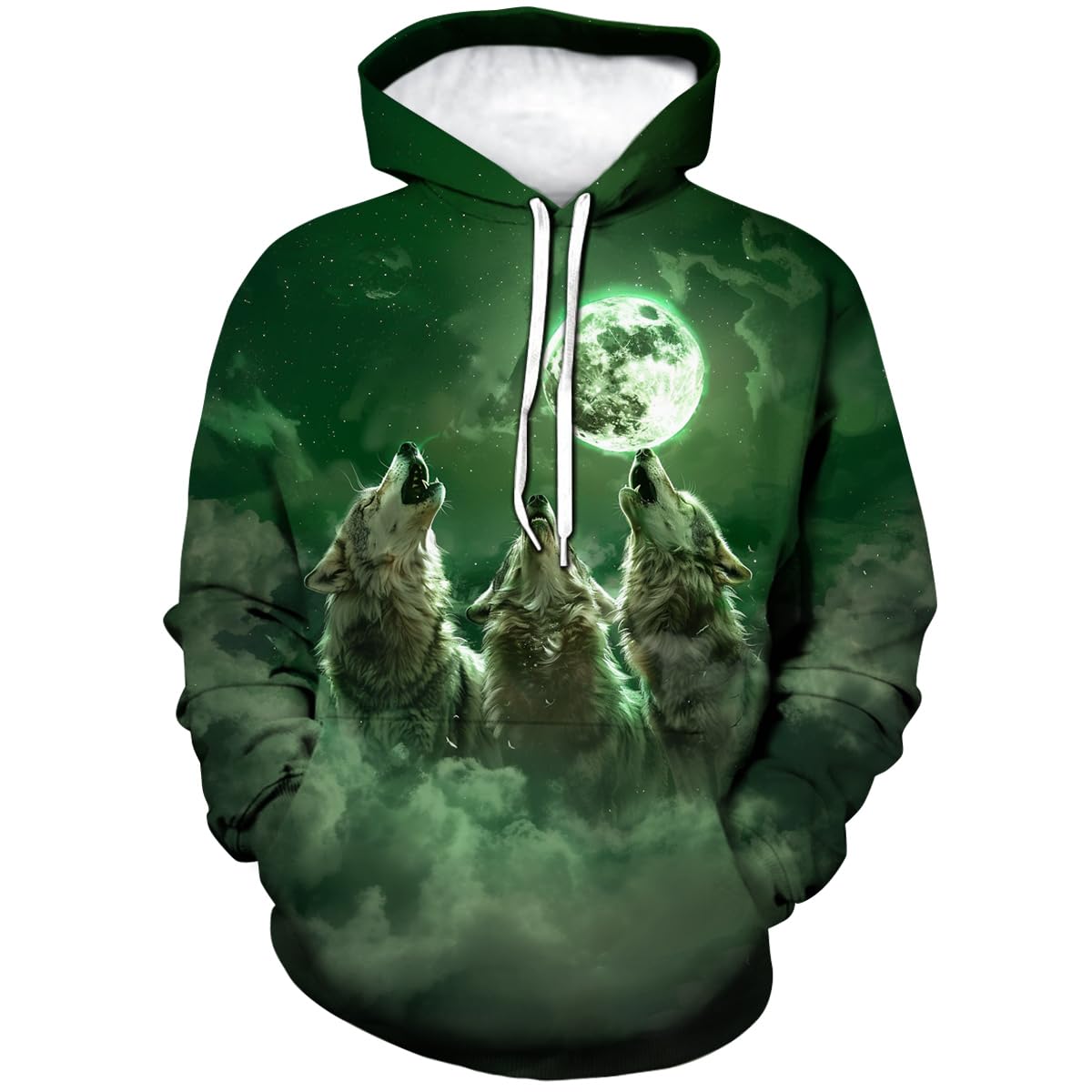 WHNBCW Novelty Wolf Hoodie Funny Animal Graphic Sweatshirts