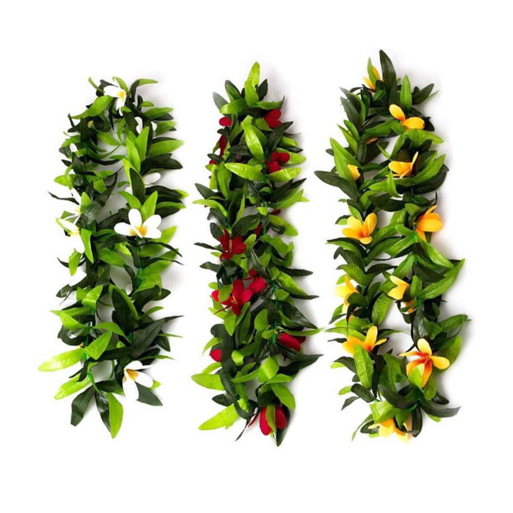 9 Pcs Blumen Halskette Hawaii Rot Blumenkette mit Grün Blätt Künstliche Blumengirlande Faux Pflanze Girlande Hawaiiketten Floral Leis Partygirlande Deko Zubehör für Luau Sommer Strand Party