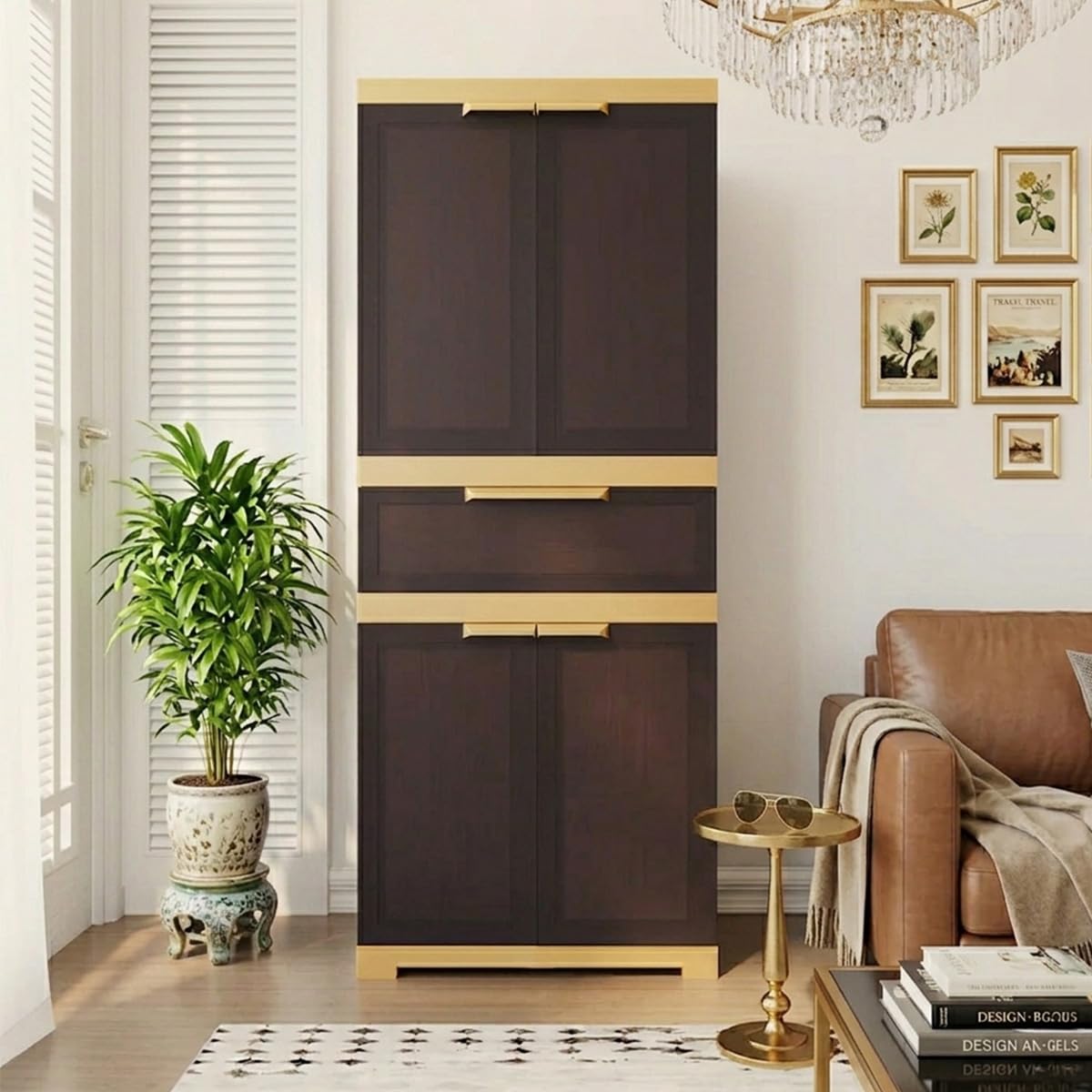 Nilkamal Freedom FMDR 1C Plastic Storage Cabinet with 1 Drawer (Weathered Brown & Biscuit)-image-6