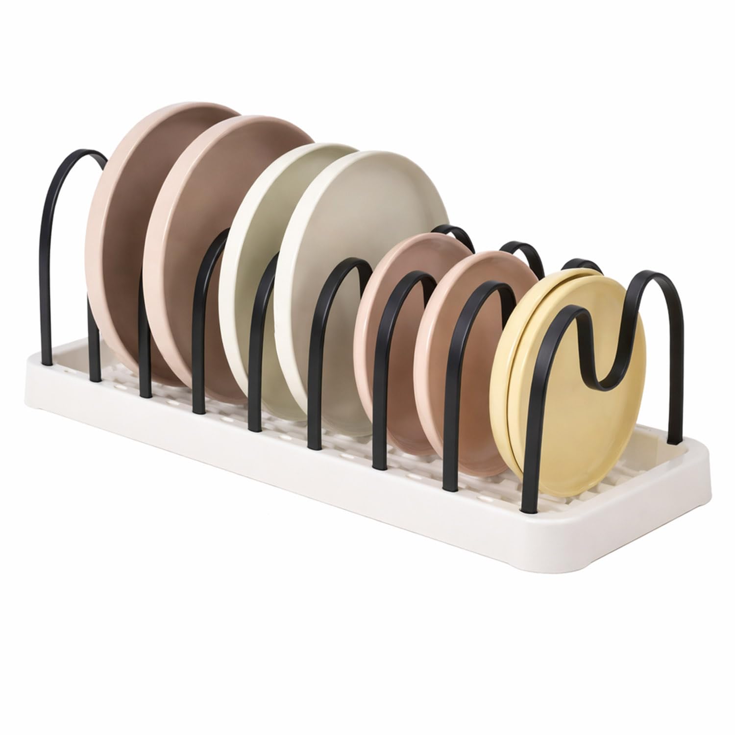 Greenfields Kitchen Plate & Pan Organiser Rack, Durable Plastic Pot Lid Holder, U-Slot Non-Slip Design, Vertical Cookware Storage for Plates, Trays & Boards, Ideal for Cupboards, Pantry & Countertops