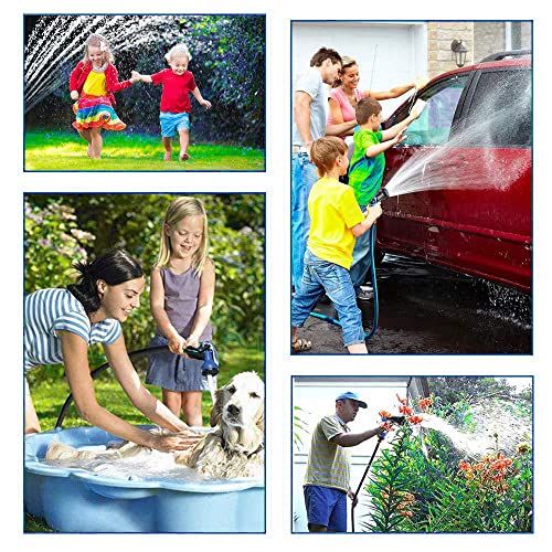VENQI Manguera de jardín extensible de 7,5 m, manguera de agua flexible con boquilla de pulverización de 8 patrones, manguera retráctil de alto rendimiento a prueba de fugas con conectores de 3/4 ", 1 - imagen 5