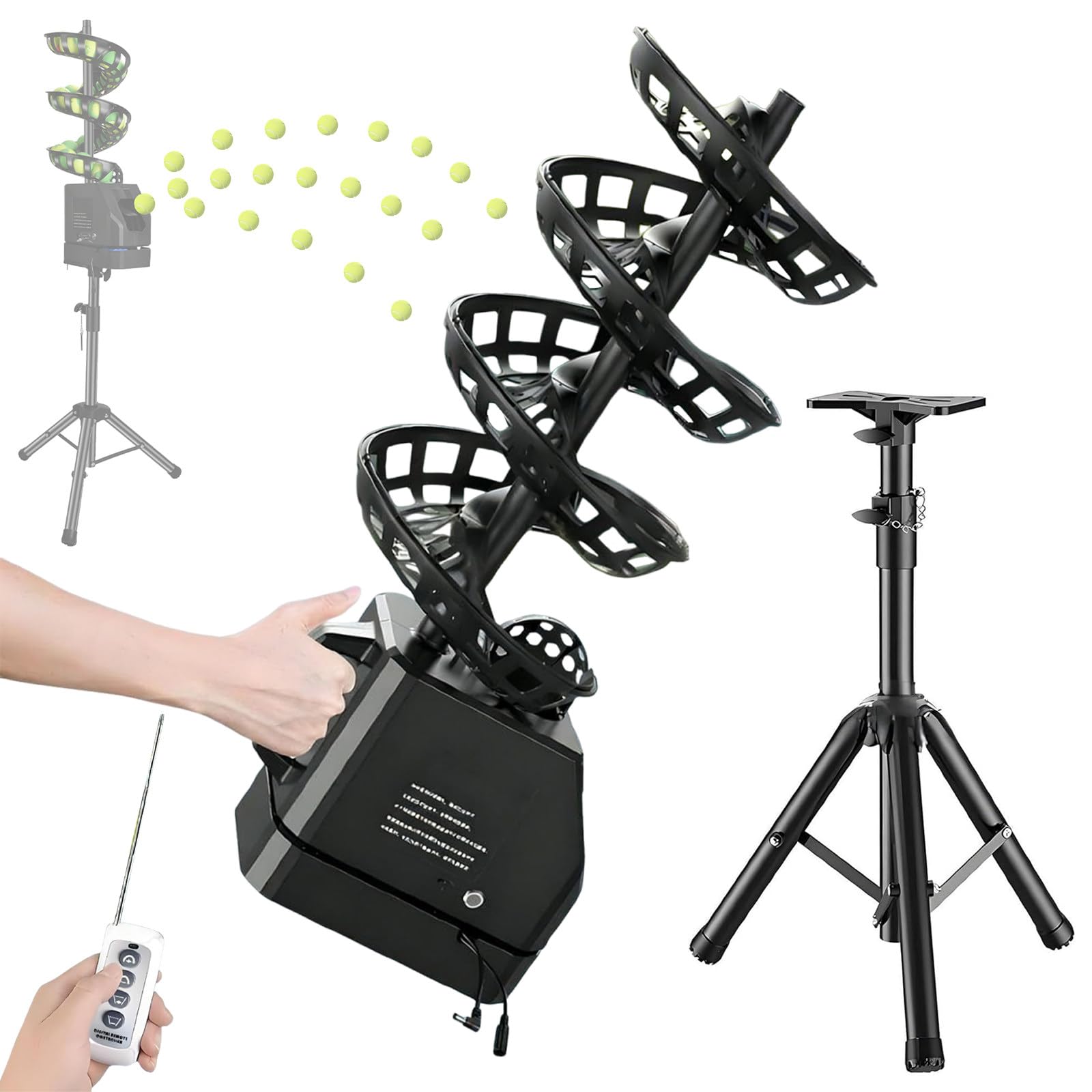 Máquina de Lanzamiento de Pelotas de Tenis con Control Remoto y Trípode Ajustable. Entrenador Automático para Principiantes y Entrenadores