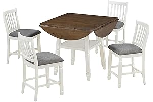 Round Nook Dining Table Set of 5, Deformable Living Room Breakfast Nook Table Set