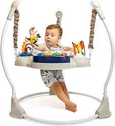 Clingo Jumper Interativo para Bebês com 9 Atividades, Assento Giratório 360°, Altura Ajustável