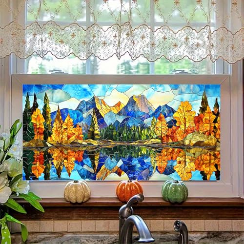 Vinilo decorativo para ventana con diseño montañas vidriadas 39.3x17.7 in miniatura 6