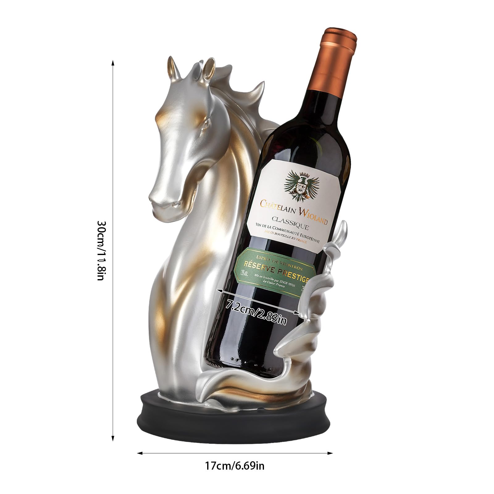 Porte-bouteille de vin - Statue de cheval - Étagère à vin en résine - Étagère de stockage de vin - Sculpture de cheval - Support d'affichage multifonction pour chambre à coucher, salon, cuisine,