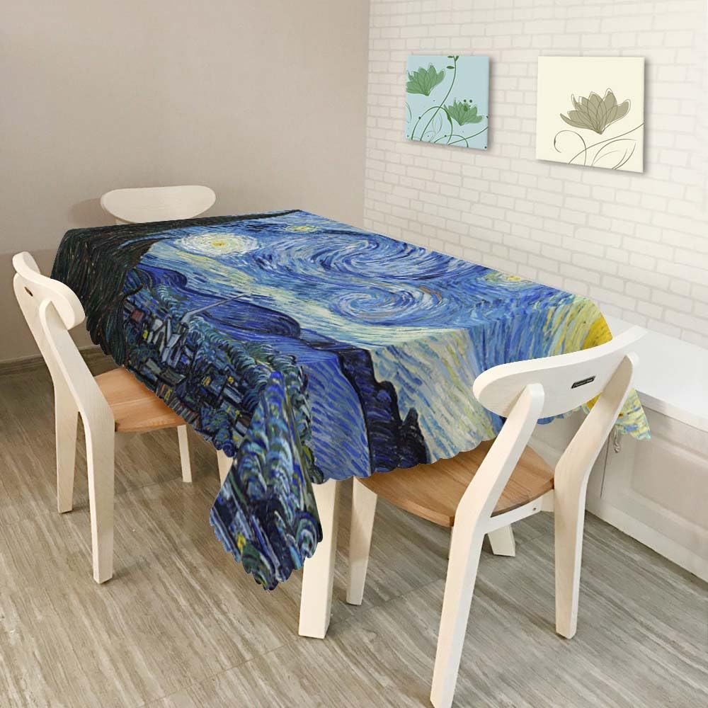 Walmsco Tablecloth Starry Night Decor For Dining Room Kitchen Rectangular Table Cover 132 * 178cm, A122, 70.1 x 52 inch (Rectangular) - Image 4