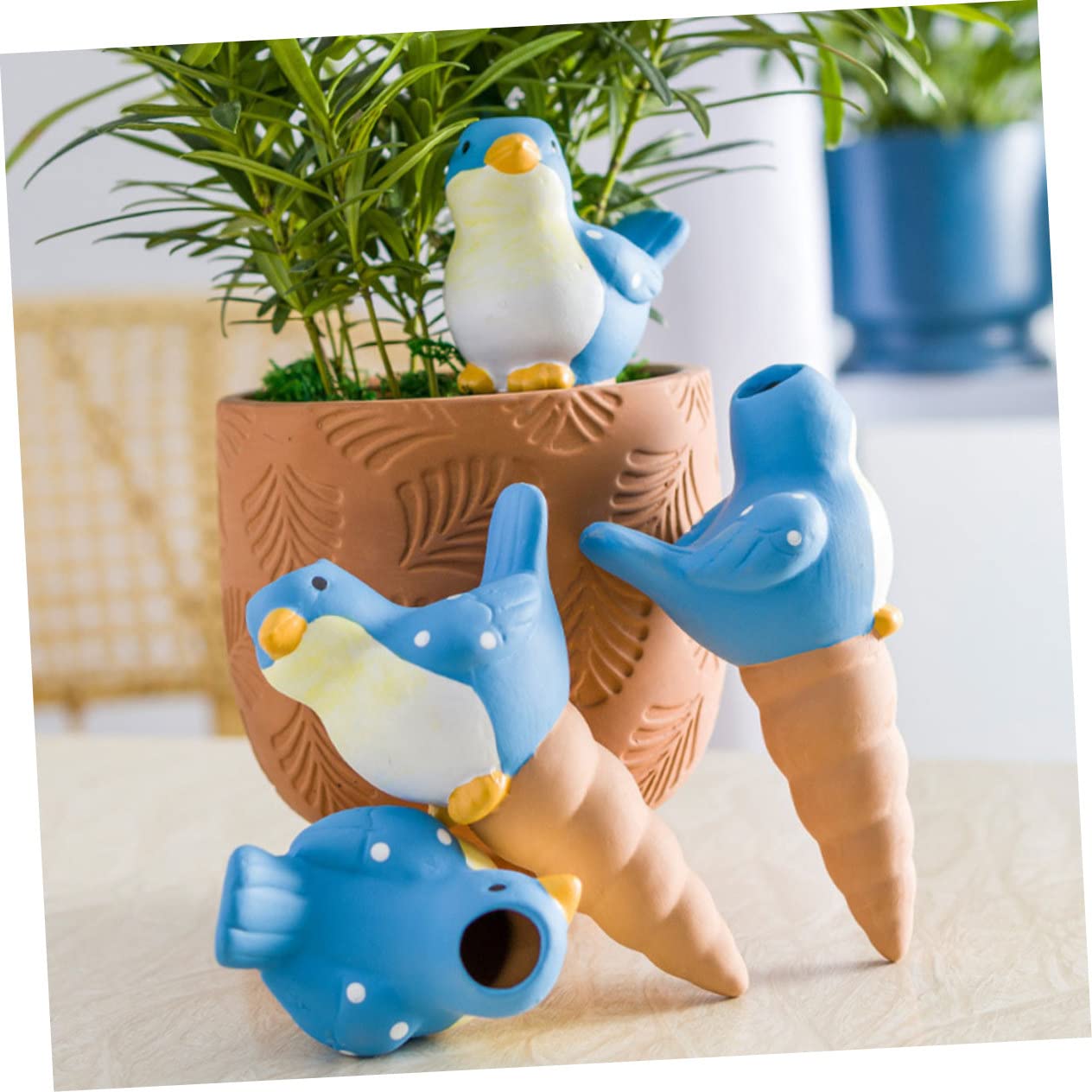 Abaodam Kit 4 Pezzi Irrigatore Automatico per Piante in Ceramica Metodo di Autosufficienza Idrica per Balcone e Giardino