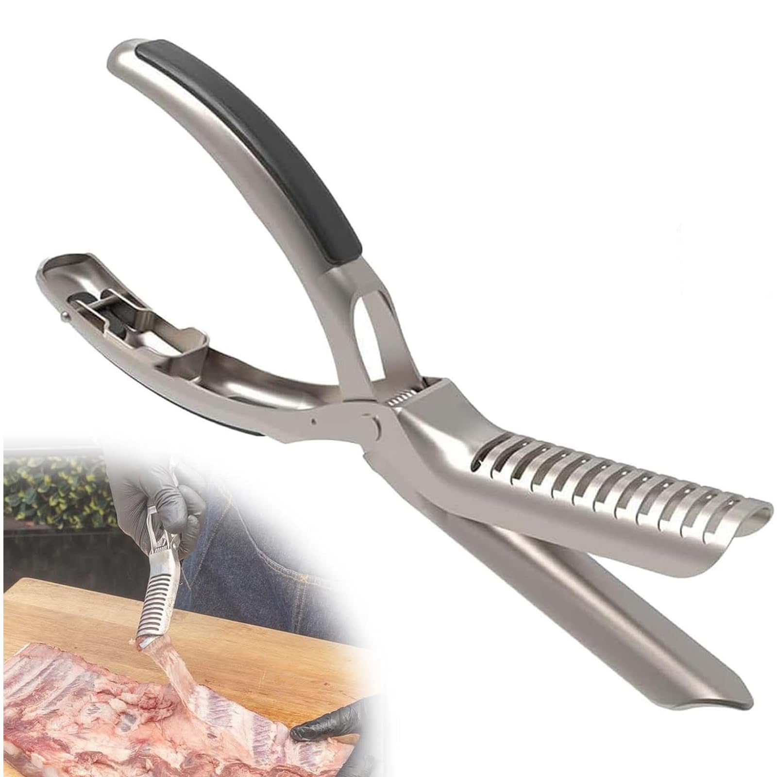 Rib Membrane Remover Tool - Pro-Grade Stainless Steel w/Arc Clamp & Non-Slip Grip | Dishwasher Safe BBQ Prep Kit | Ultimat...