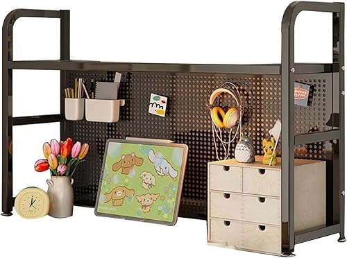 Estantería de escritorio de acero de 1 nivel, estante de almacenamiento de escritorio para computadora, súper almacenamiento, organizador de libros,