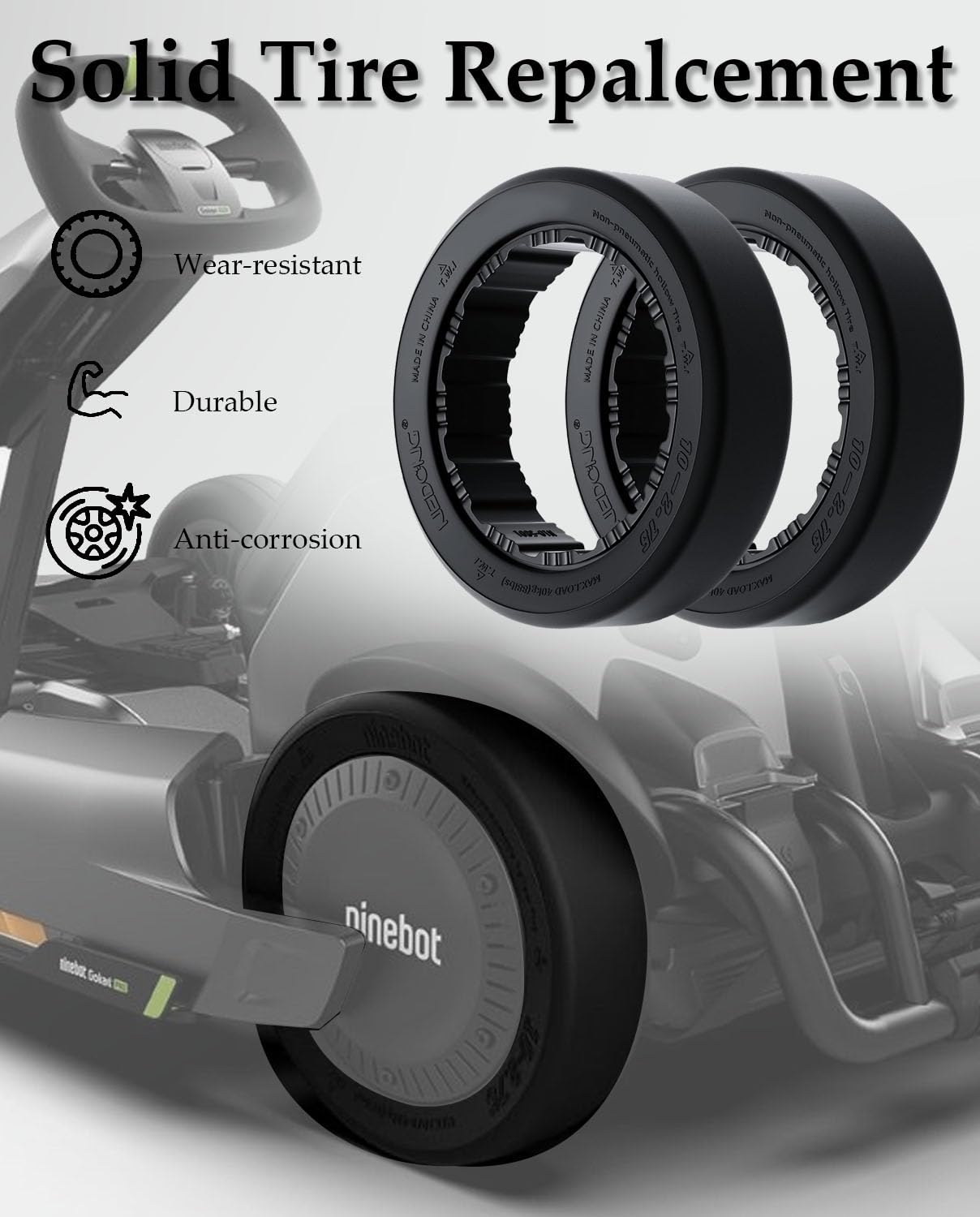 Pneumatico Drift 10 x 2.75 adatto per Ninebot by Segway S MAX/Gokart PRO/Gokart Kit (con Ninebot S Max), Go Kart Kit Refit Parts 10-2,75 Pneumatici posteriori per Gokart elettrico