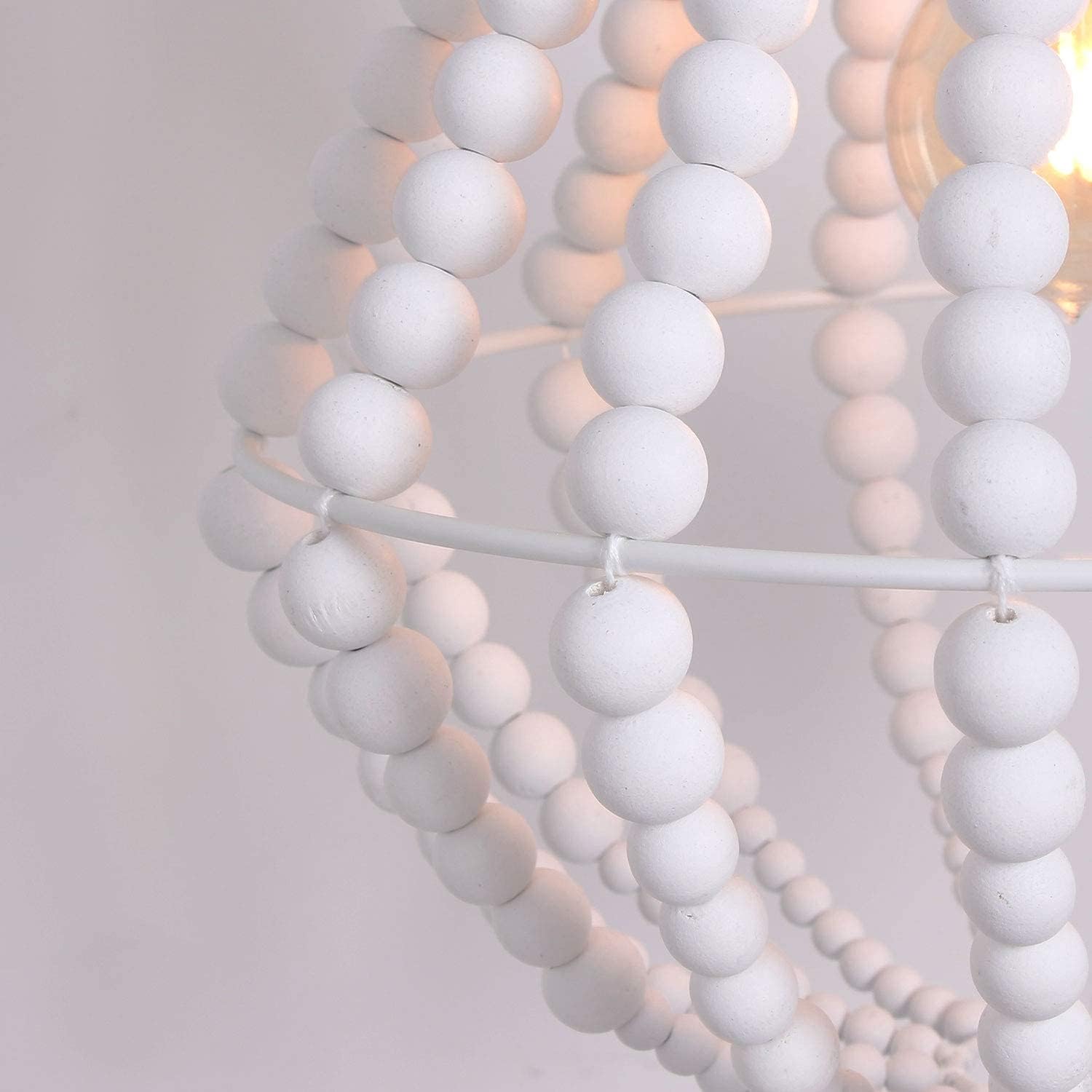 Boho Floor Lamp for Bedroom, Wood Beaded Floor Lamps, 59" Tall Standing Lamp, Boho Light Fixture, White Farmhouse Floor Lamp for Living Room, Office