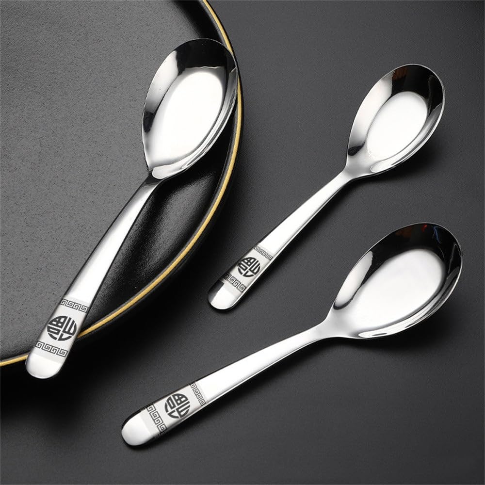 Löffel-Besteck-Set Haushalts-Erwachsenen-Kinder-Abendessen-Rührlöffel für Einfache Reinigung(17.8x4.2cm)