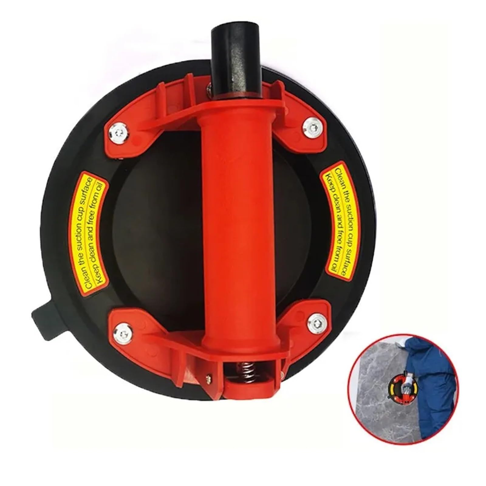 Zxzzas Rosso Vacuum Suction Cup, 8 Inch Vacuum Suction Cup 220Kg Carrying Capacity Heavy Duty Glass Suction Cup Lifter For Granite Tile Glass Manual Lifting(Rosso)