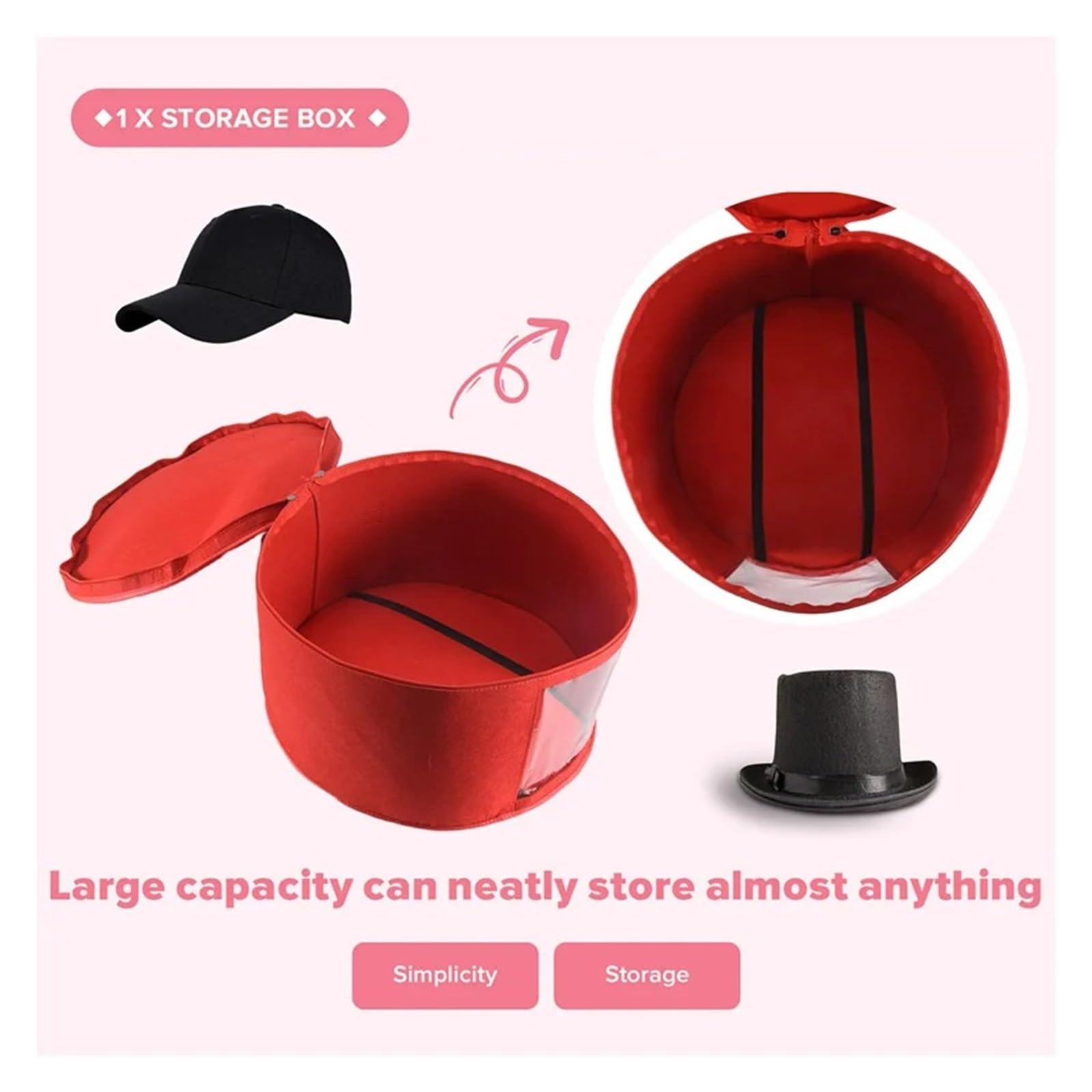 Organizador de sombreros redondo, caja viaje for, bolsa plegable for guardar con tapa a prueba polvo, grande for, cajas for