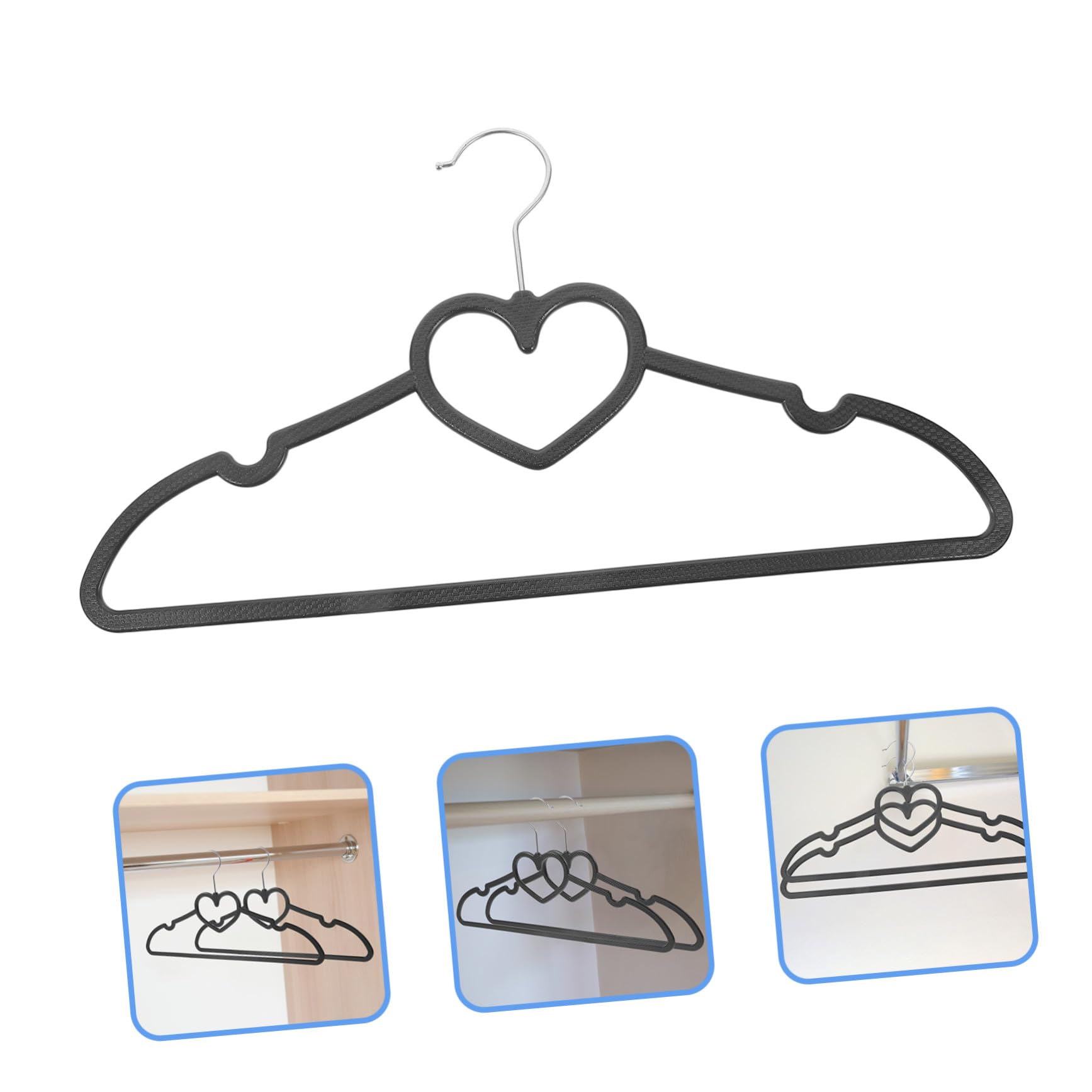 VALICLUD Grucce Antiscivolo Salvaspazio in Plastica Nera 40x23 Cm Per Abiti Pesanti e Maglioni, Set Da 10 Pezzi, Appendiabiti Per Organizzazione Armadio e Lavanderia