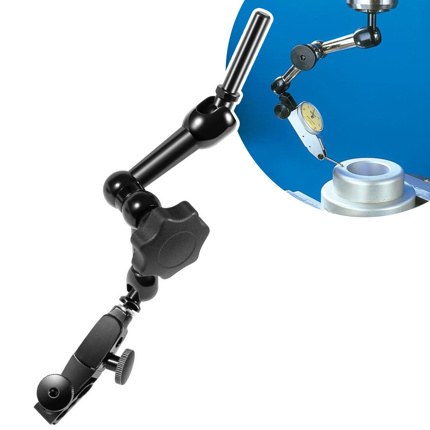 NF1022 Universal Centering Indicator Holder - Fine Adjustment Tool For Lathe & Milling, 5-Axis, 5.8 Inch Reach